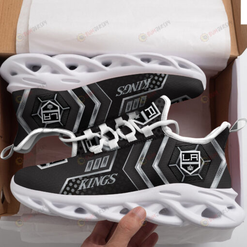 Los Angeles Kings Logo Stripe Pattern 3D Max Soul Sneaker Shoes In Black