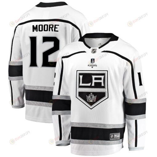Los Angeles Kings Trevor Moore 12 Away 2022 Stanley Cup Playoffs Breakaway Men Jersey - White