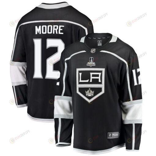 Los Angeles Kings Trevor Moore 12 Home 2022 Stanley Cup Playoffs Breakaway Men Jersey - Black