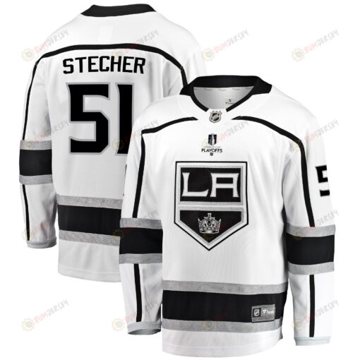 Los Angeles Kings Troy Stecher 51 Away 2022 Stanley Cup Playoffs Breakaway Men Jersey - White