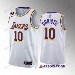 Los Angeles Lakers 10 Max Christie 2022-23 Association Edition White Jersey NO.6 Patch