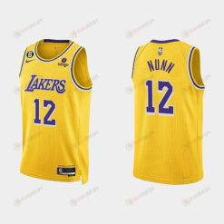 Los Angeles Lakers 12 Kendrick Nunn 2022-23 Icon Edition Gold Men Jersey