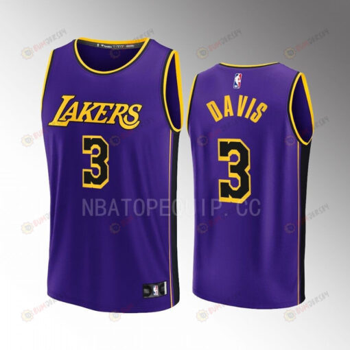 Los Angeles Lakers 3 Anthony Davis Statement Men Jersey 2022-23 Fast Break Purple