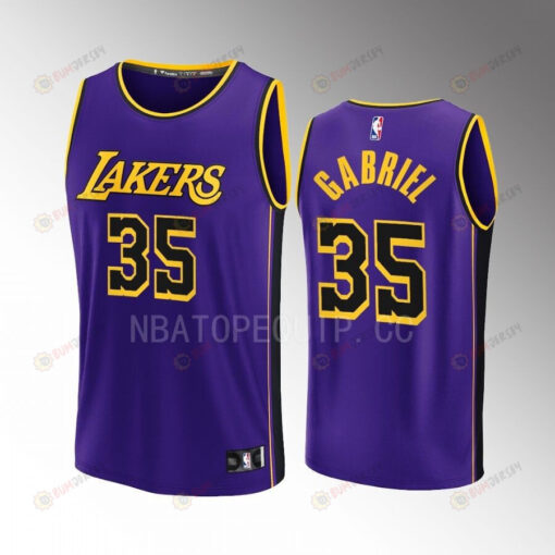 Los Angeles Lakers 35 Wenyen Gabriel Statement Men Jersey 2022-23 Fast Break Purple