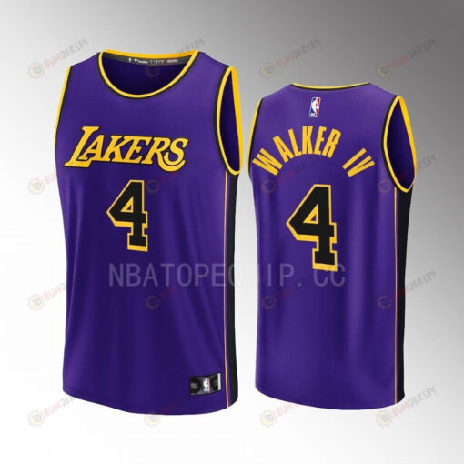 Los Angeles Lakers 4 Lonnie Walker IV Statement Men Jersey 2022-23 Fast Break Purple