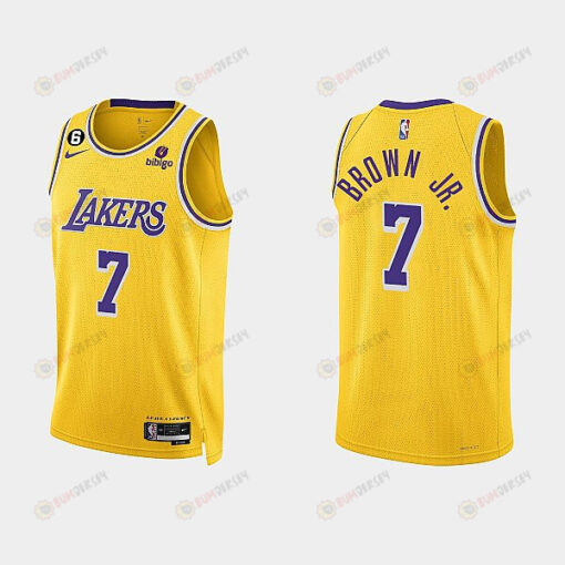 Los Angeles Lakers 7 Troy Brown Jr. 2022-23 Icon Edition Gold Men Jersey