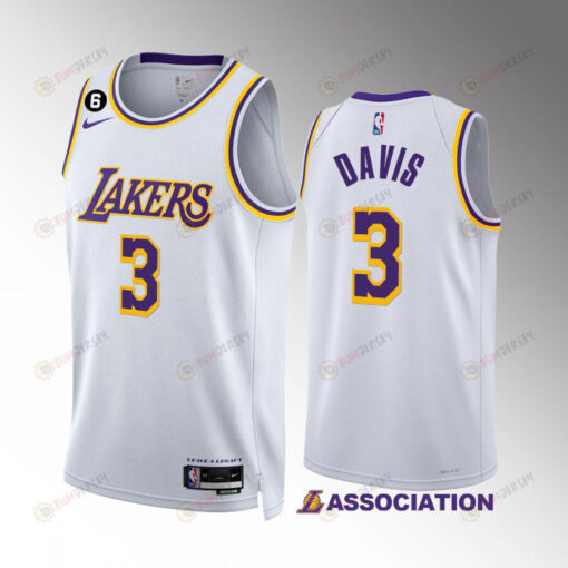 Los Angeles Lakers Anthony Davis 3 Association Edition White 2022-23 Jersey NO.6 Patch