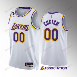 Los Angeles Lakers Custom 00 Association Edition 2022-23 White Jersey NO.6 Patch