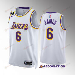Los Angeles Lakers LeBron James 6 Association Edition 2022-23 White Jersey NO.6 Patch