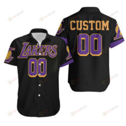 Los Angeles Lakers Personalized Curved Hawaiian Shirt In Black