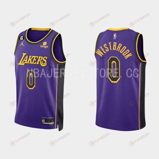Los Angeles Lakers Russell Westbrook 0 Purple 2022-23 Statement Edition Men Jersey