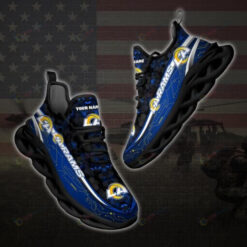 Los Angeles Rams Custom Name 3D Max Soul Sneaker Shoes In Black Blue