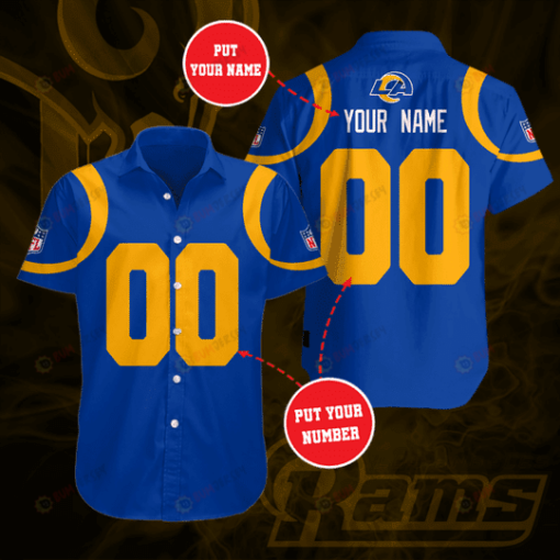 Los Angeles Rams Custom Name And Number Curved Hawaiian Shirt