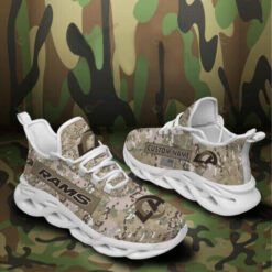Los Angeles Rams Custom Name Army Pattern 3D Max Soul Sneaker Shoes
