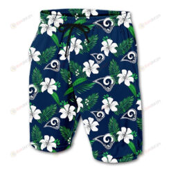 Los Angeles Rams Leaf & Floral Pattern Hawaiian Summer Shorts Men Shorts In Blue - Print Shorts