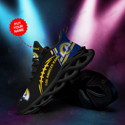 Los Angeles Rams Logo Baseball Line Pattern Custom Name 3D Max Soul Sneaker Shoes