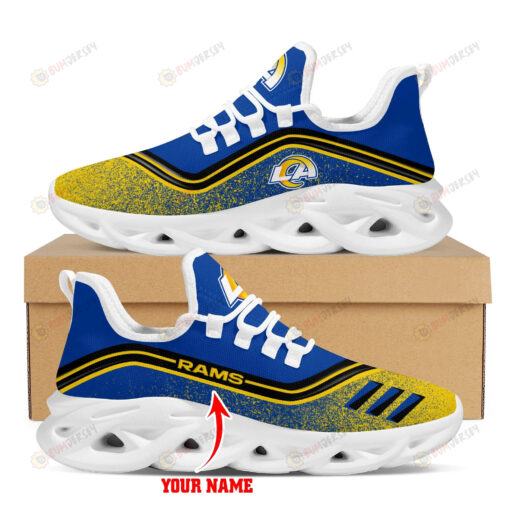 Los Angeles Rams Logo Border Pattern Custom Name 3D Max Soul Sneaker Shoes