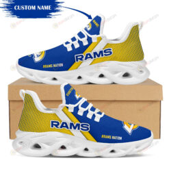 Los Angeles Rams Logo Custom Name Pattern In Yellow And Blue 3D Max Soul Sneaker Shoes