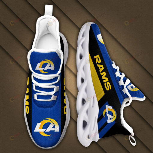 Los Angeles Rams Logo Pattern 3D Max Soul Sneaker Shoes In Blue Black Yellow