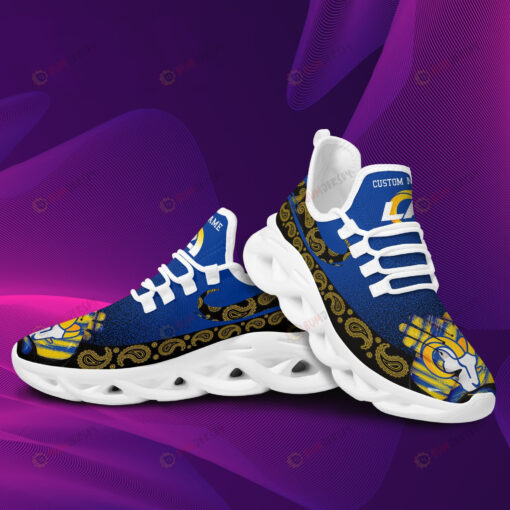 Los Angeles Rams Logo Pattern Custom Name 3D Max Soul Sneaker Shoes