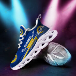 Los Angeles Rams Logo Pattern Custom Name 3D Max Soul Sneaker Shoes In Blue