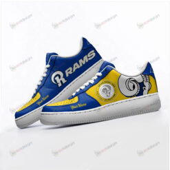 Los Angeles Rams Logo Pattern Custom Name Air Force 1 Printed In Blue Yellow