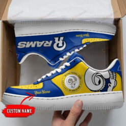 Los Angeles Rams Logo Pattern Custom Name Air Force 1 Printed In Yellow Blue