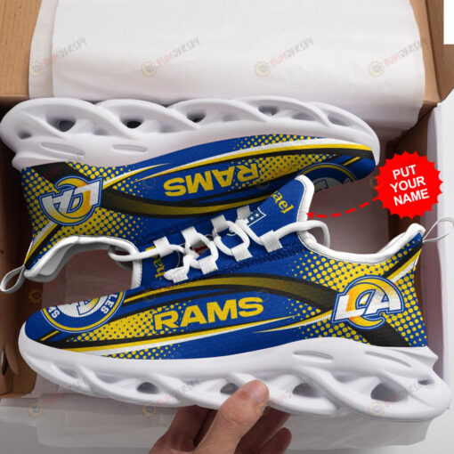 Los Angeles Rams Logo Polka Dots Pattern Custom Name 3D Max Soul Sneaker Shoes