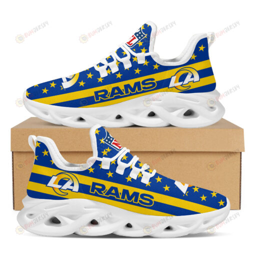 Los Angeles Rams Logo Stripe And Stars Pattern 3D Max Soul Sneaker Shoes