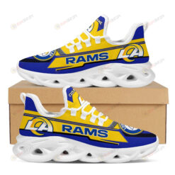 Los Angeles Rams Logo Stripe Pattern Custom Name 3D Max Soul Sneaker Shoes In Blue Yellow