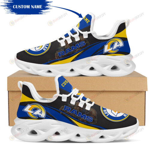 Los Angeles Rams Mascot Logo Pattern Custom Name 3D Max Soul Sneaker Shoes