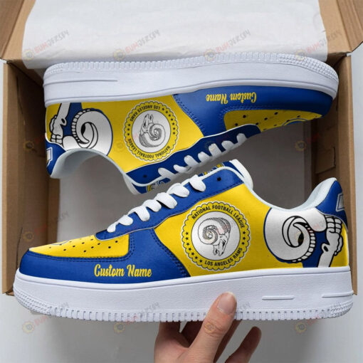 Los Angeles Rams Mascot Team Logo Custom Name Air Force 1 Shoes