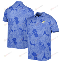 Los Angeles Rams Men Polo Shirt Floral Flowers Pattern Printed - Blue