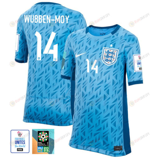 Lotte Wubben-Moy 14 England 1 Star FIFA Patch Women's National Team 2023-24 World Cup Away Jersey