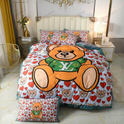 Louis Vuitton Bear Heart Loving Pattern Bedding Set
