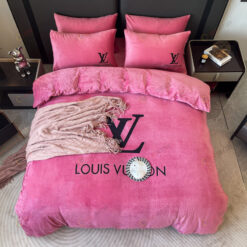 Louis Vuitton Bedding Set Trendy Crystal Velvet in Pink