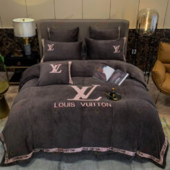 Louis Vuitton LV Heavy Velvet Bedding Set In Dark Grey