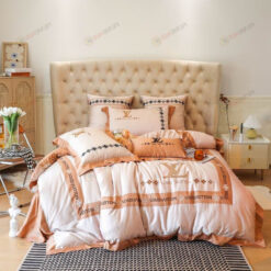 Louis Vuitton LV Monogram Long-Staple Cotton Bedding Set In Orange