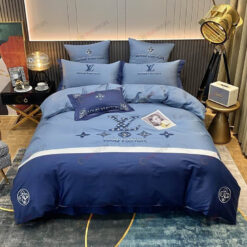 Louis Vuitton Monogram Long-Staple Cotton Bedding Set In Blue