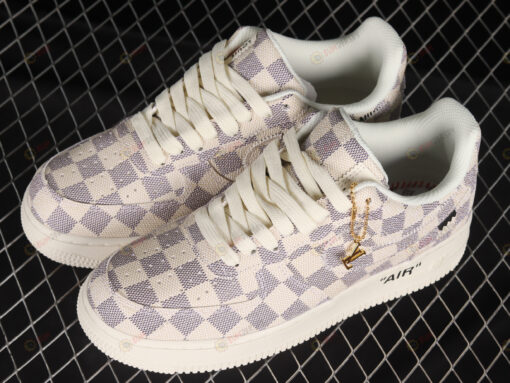 Louis Vuitton x Nike Air Force 1 Low Beige Grey Chess Shoes Sneakers