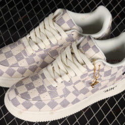 Louis Vuitton x Nike Air Force 1 Low Beige Grey Chess Shoes Sneakers