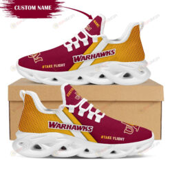 Louisiana Monroe Warhawks Logo Custom Name Pattern In Red And Yellow 3D Max Soul Sneaker Shoes