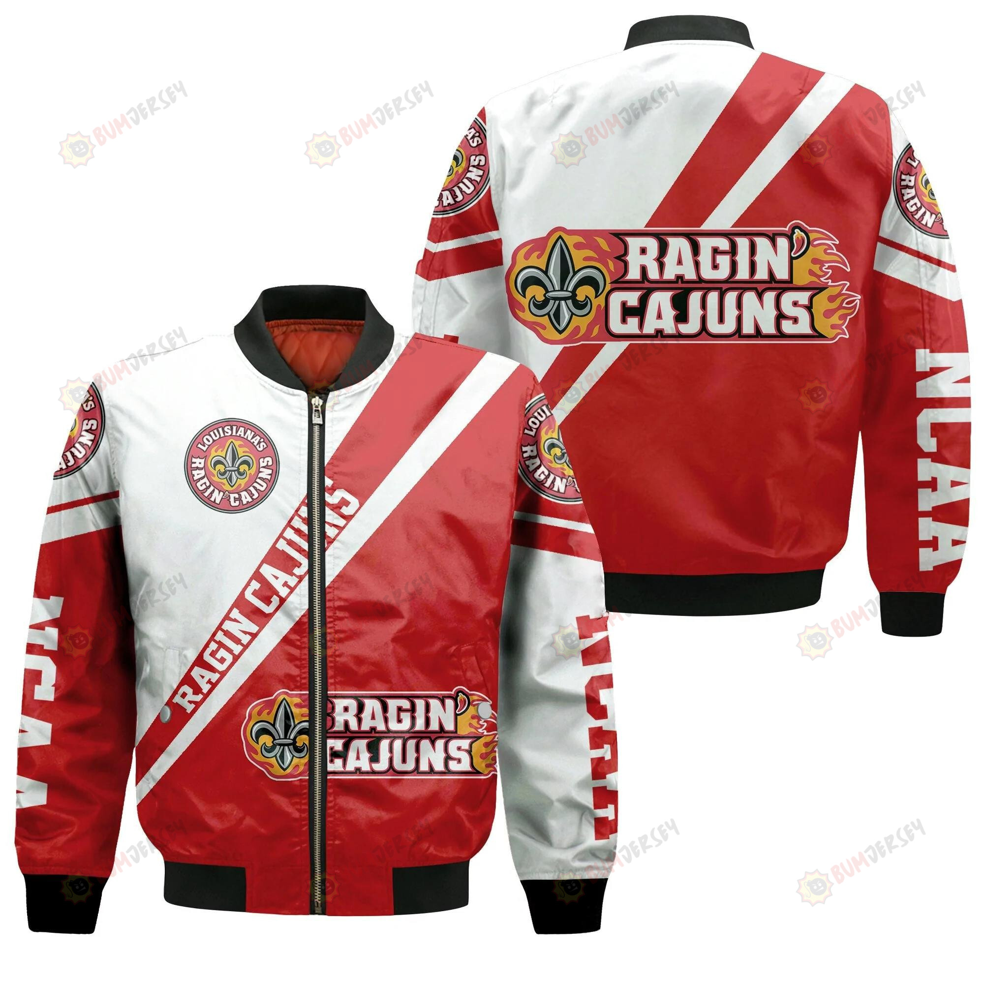 Louisiana Ragin??Cajuns Logo Bomber Jacket 3D Printed Cross Style