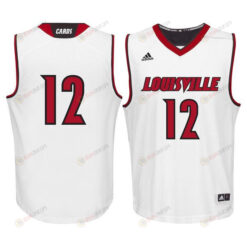 Louisville Cardinals 12 Basketball Men Jersey - White