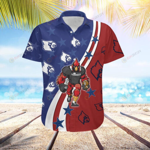 Louisville Cardinals American Flag Custom Name Hawaiian Shirt Set