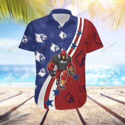 Louisville Cardinals American Flag Custom Name Short Sleeve Button Up Tropical Aloha 3D Printed Hawaiian Shirt