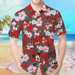 Louisville Cardinals And Mickey Short Sleeve Button Up Tropical 3D Printed Hawaiian Shirt