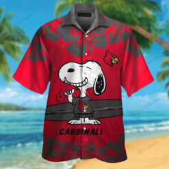 Louisville Cardinals And Snoopy Short Sleeve Button Up Summer 3D Printed Hawaiian Shirt Set