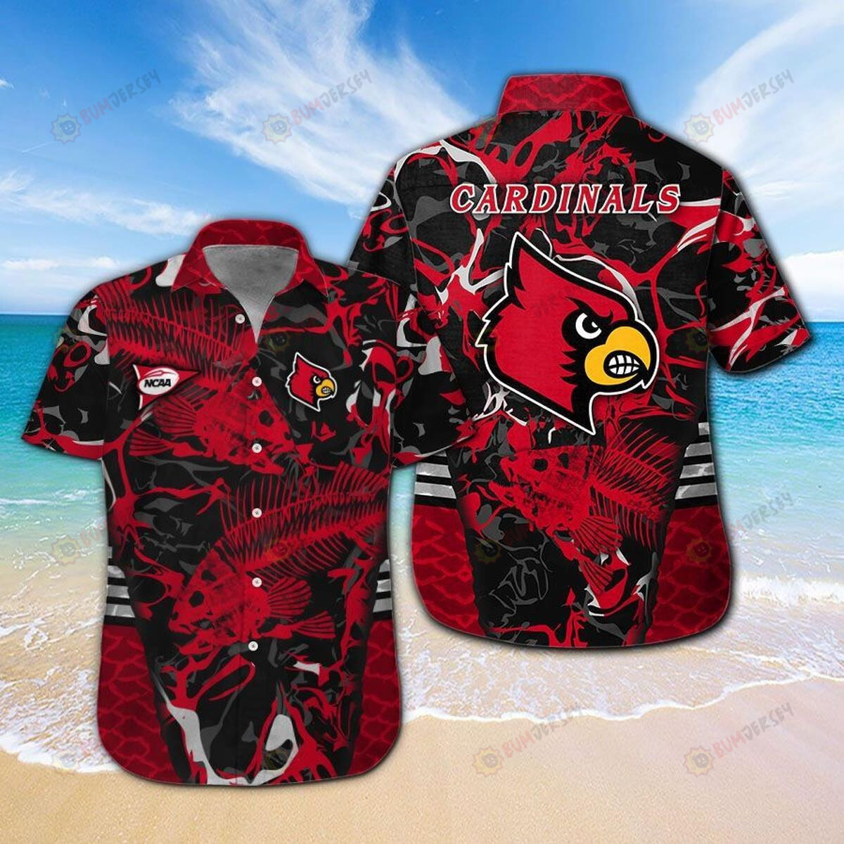 Louisville Cardinals Fishing Short Summer Hawaiian Shirt