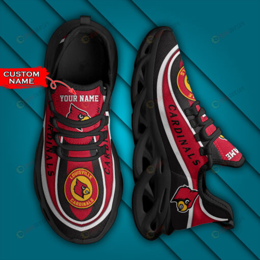 Louisville Cardinals Logo Curve Border Pattern Custom Name 3D Max Soul Sneaker Shoes